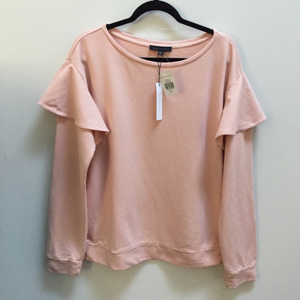 New Sanctuary pink ruffle sweatshirt shirt modern boho Nordstrom